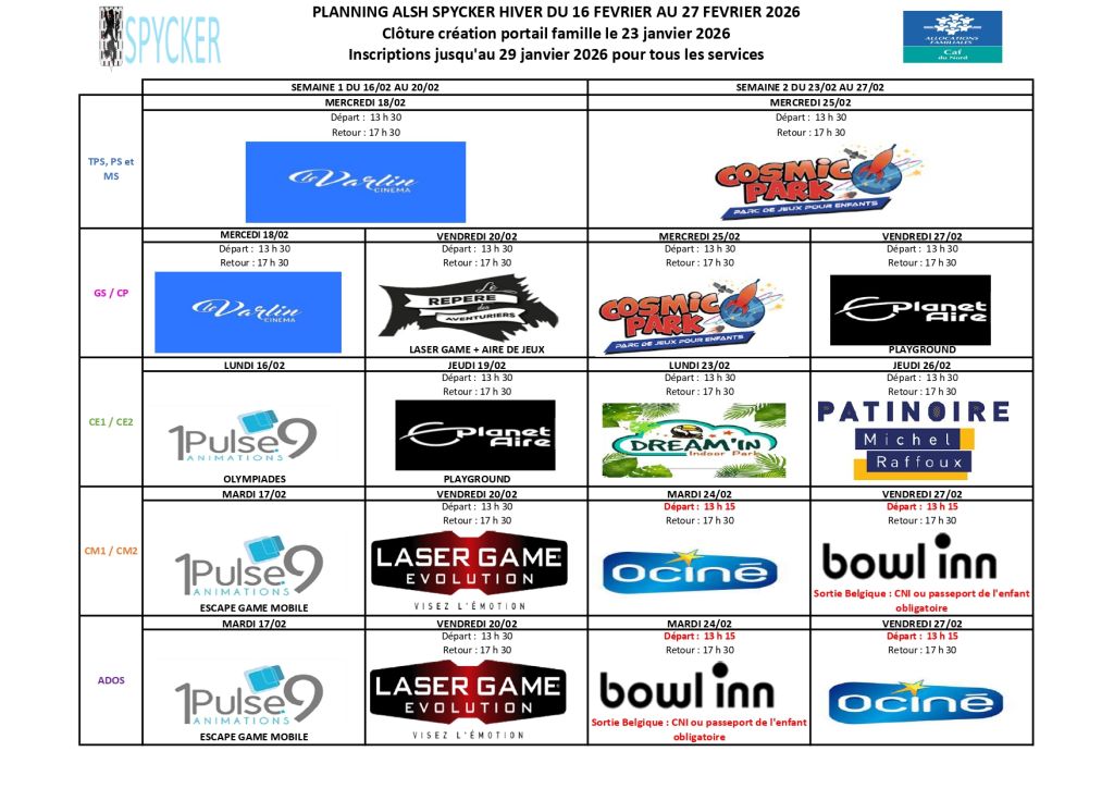 PLANNING ALSH HIVER 2026