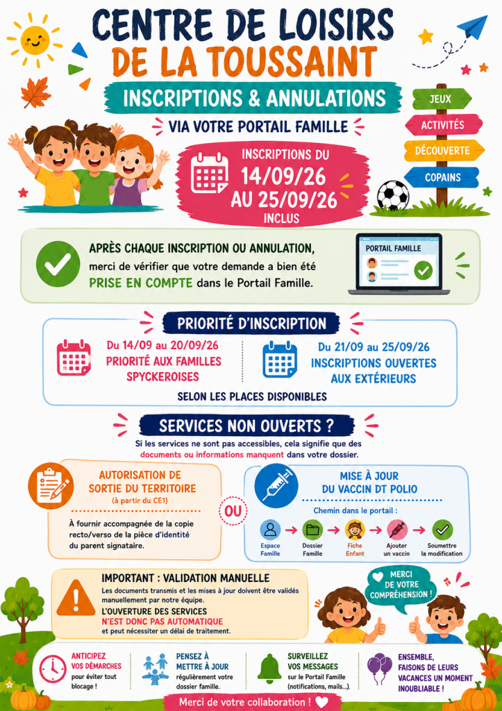 MISE A JOUR PORTAIL ALSH TOUSSAINT 2026
